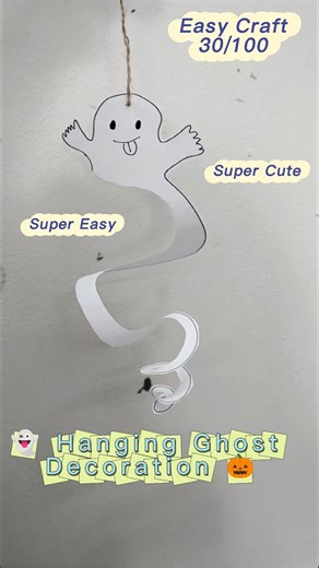Easy Craft 30/100 DIY Hanging Paper Ghost 👻 万圣节小鬼吊饰 👻 | 超简单的亲子手工 #diy #handmade #craft #papercraft
