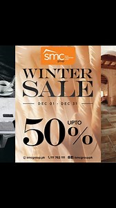 Year-End Sale Alert! Experience luxury like never before with up to 50% off on premium Italian-made products. Timings: 10AM–8PM 1st to 31st Dec 2024 Sundays Open! Info@smcgroup.pk Wa.me/923227762762 www.smcgroup.pk | SMC | Facebook