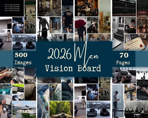 Vision Board Kit for Men, 2026 Vision Board, Vision Board Printable Images, Vision Board Template, Words and Affirmation Cards, Gift for Him - Etsy