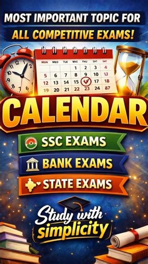 Calendar Most Important Topic for SSC, Bank & State Exams 📅 #SSC #BankExams #StudyWithSimplicity