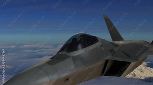 Fighter Jet POV Go Pro of Cockpit and Pilot Flying Fast Over Cloud Mountain Landscape 4K Stock Video