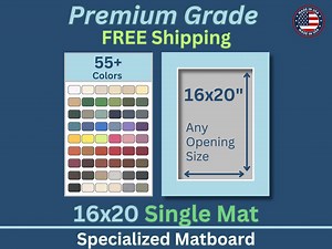 16x20 Custom Premium Matboard | 50  Colors | Acid Free | 16x20 Matboard | Any Opening Size | White Core | Picture Matte | Framing Matboard - Etsy
