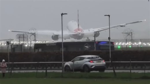 Video: Boeing 777 makes 'terrifying' landing at London airport amid strong winds