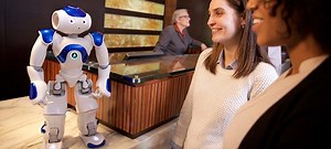 Tiny Robot Concierge Stands Tall