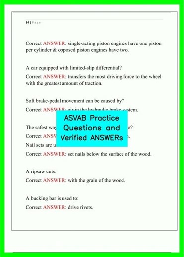 ASVAB Practice Questions and Verified ANSWERs video