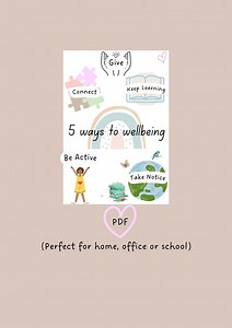 Printable A4| 5 Ways to Wellbeing Poster | Mental Health Reminder | Self-care Wall Art | Instant Download - Etsy UK