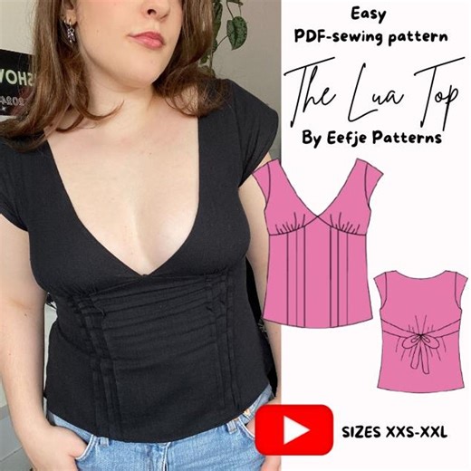 Lua Top Sewing Pattern (PDF) - Beginner Friendly, Sizes XXS-XXL - Etsy