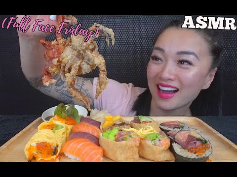 ASMR SUSHI PLATTER (Full Face Fridays) LIGHT WHISPERS MUKBANG EATING SOUNDS | SAS-ASMR
