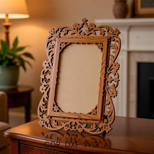 Moldura para foto de casamento em SVG – Modelo para corte a laser em estilo barroco | Arte de parede ornamentada - Etsy Portugal