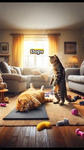 “Jealous Cat Copies Fitness Routine… FAILS BADLY 😂🐱” #cat #kitty #catshorts