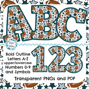 Football Alphabet Letters A-Z Numbers 0-9 Symbols PDF Transparent PNGs Eagles