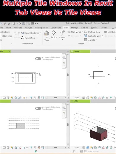 BIM Shikshha on Instagram: "🚀 Want to work with multiple views at the same time in Revit? 👉 Learn how to use Tab Views and Tile Views to manage multiple windows efficiently. 👉 This Revit productivity tip helps you compare drawings, align elements, and work faster without constantly switching views. 🎯 In this video, you’ll learn: ✅ Difference between Tab Views and Tile Views ✅ How to open and manage multiple Revit windows ✅ Smart tips to boost productivity using mu