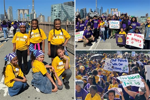Parents, students, teachers demand more charter schools be allowed to open in NYC in massive march across the Brooklyn Bridge