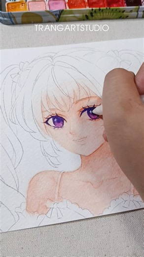 Vẽ mắt anime với màu nước nè! #trangartstudio