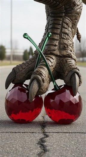 T-Rex vs Crystal cherries🦖#TRex #ASMR #Satisfying #Crushing #Dinosaur