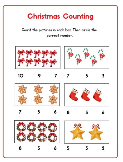 Christmas Worksheet, Preschool, Trace, Matching, Count, Coloring Pages, Dot to Dot, Digital Download - Etsy UK