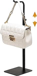 Purse Holder Handbag Display Stand: Hanger Rack Showing Bags, Purses, and Wreath, Adjustable Black Hook Stand for Tabletop, Closet, Desk, and Retail Use for Vendors