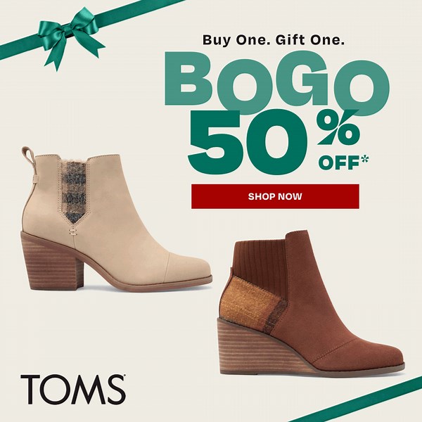 57K views · 300 reactions | Buy 1 get 1 50% OFF SITEWIDE | TOMS | Facebook