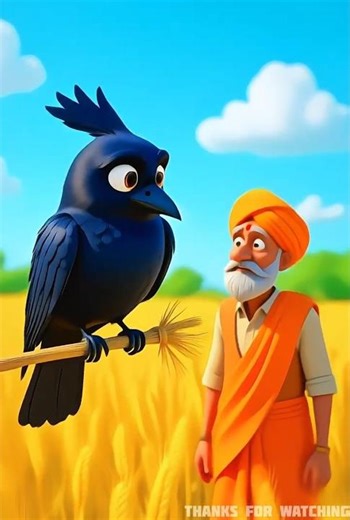A smart crow and the old farmer story #ai #trending #shorts