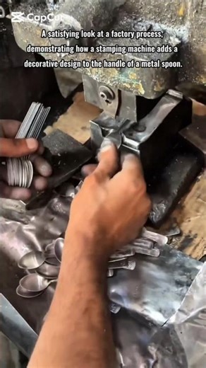 Spoon Making: How a Factory Stamping Machine Adds Design. #craft #skills #art #howto #satisfying