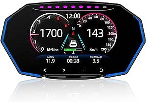 Digital OBDII Speedometer, ACECAR Car Head Up Display with OBD2/EUOBD Interface, Plug and Play HUD with Vehicle Speed KM/h MPH, RPM, Clock, OverSpeed Warning, for Most Vehicles After 2008