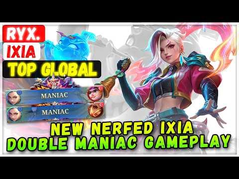 New Nerfed Ixia Double Maniac Gameplay [ Top Global Ixia ] Ryx. - Mobile Legends Emblem And Build