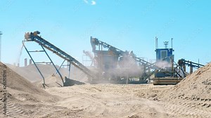 Processing of mineral resources carried out by the grinders Stock Video