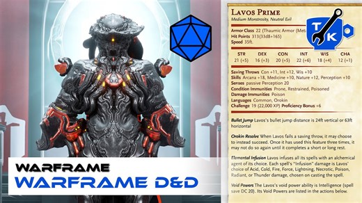 I turned every Warframe into Dungeons and Dragons monsters! They're all yours, free