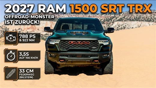 Ram 1500 SRT TRX (2027): Bilstein-Setup & 33 cm Federweg