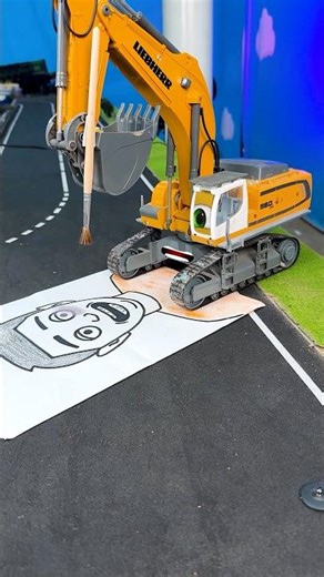 Excavator and crazy man are drawing #builderc