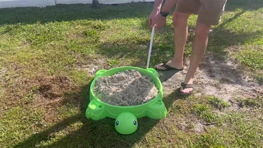 video, Turtle Sandbox with Lid, Sand Pit with Adjustable Umbrella & 8pcs Beach Toys for Toddler 3...