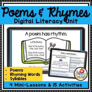 Introduction to Poetry Unit Lessons and Activities Digital and Printable