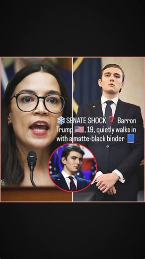 ❄️SENATE SHOCK❓ Barron Trump 🇺🇸, 19, quietly walks in with a matte-black binder 📘: “103 Verified Sources.” AOC 🔥 commands the floor on wealth taxes & the Green New Deal, but Barron calmly drops sourced facts 📊, one after another. By 10 minutes, the chamber is frozen 😳, AOC speechless. Surgical precision, not theatrics — the clip goes viral 🌐. Can a silent approach shift the political game 🇺🇸? #USA #USANews #America #BarronTrump #AOC #Senate #103Sources | News Feed