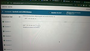 Divide using long division. State the quotient, q(x), and the r... | Filo