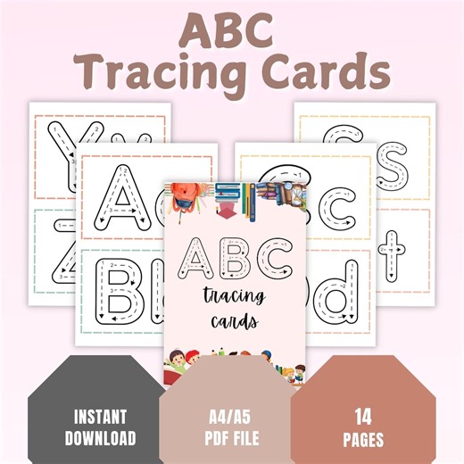 ABC Tracing Cards Worksheet: Preschool Alphabet (PDF Pattern) - Etsy