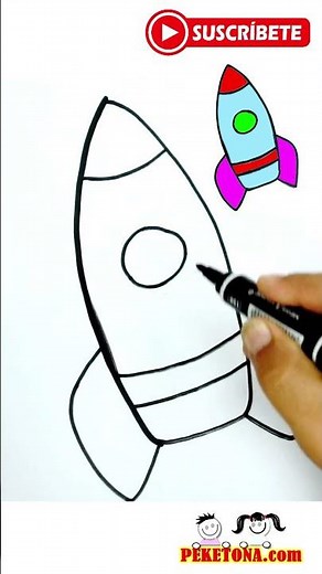Dibuja y colorea COHETE en el Espacio #colorear