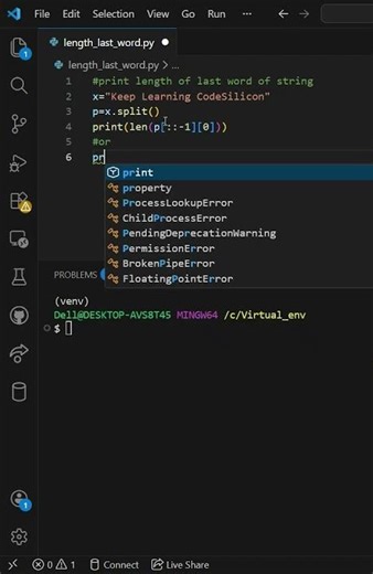Length of Last Word in a given string #python #coding #programming