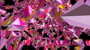 Pink diamond facets abstract background animation. 3D geometric shapes with pink crystal radiance. luxury diamonds loop-able background. rotation of the colorful glasses