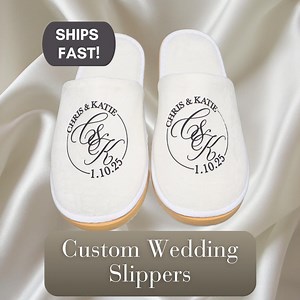 Personalized Wedding Slippers for Bride and Bridesmaids — Custom Print Slippers With Names, Date & Monogram — Durable Digitally Printed - Etsy