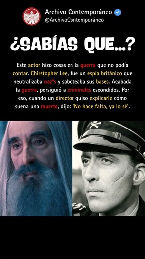 El actor que fue espía en la guerra: Christopher Lee #segundaguerramundial #historia #datoscuriosos