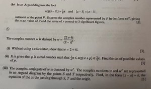 (b) In an Argand diagram, the loci\arg ( z - 2 i ) = \frac { 1... | Filo