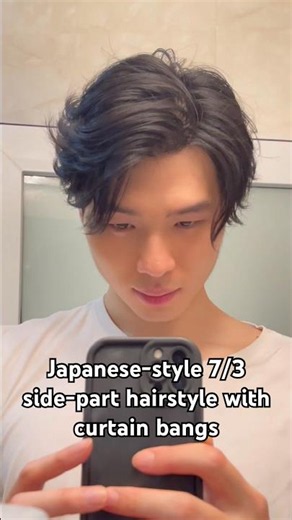 Japanese-style 7/3 side-part hairstyle with curtain bangs #hairstyle #phamtuanhung99 #hairtutorial