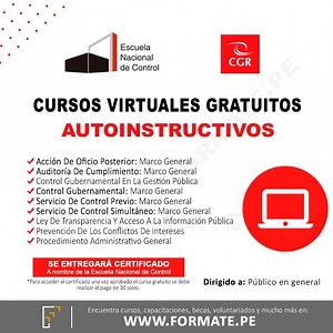 1.3K views |  Cursos virtuales gratuitos del Aula Virtual de la ENC - CONTRALORIA ✅Más info https://www.formate.pe/informacion-la-escuela-nacional-control-lanza-nuevos-cursos-autoinstructivos-gratuitos-19197.html Fecha de inicio: 12 de mayo | Formate.pe - Cursos, Becas, Libros, Capacitaciones | Facebook