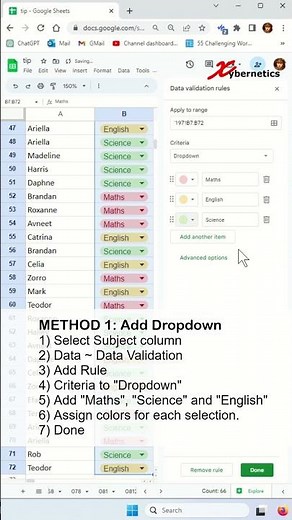 Create a dropdown list in Google Sheets - Excel Tips and Tricks #shorts