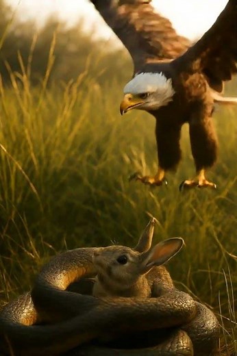 SHOCKING! Snake Defends Rabbit from Eagle Attack