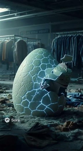 Alien hatching in an abandoned department store.