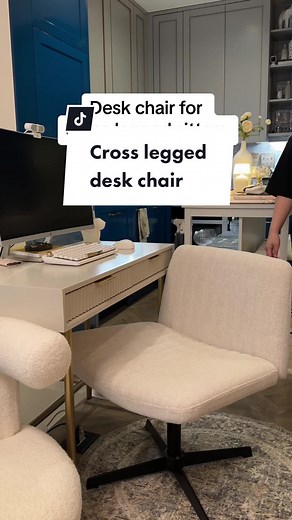 Linked in bio in LTK ! I love crossing my legs when I work. And now that we work from home nobody can really see what the lower half of your body looks like, so why not be comfortable? #wfh #workfromhomelife #desksetup #crossleggedchair #deskchair