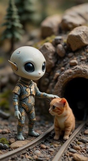 🎥 Alien & Cat Edition 🧵🛤️異星人と猫の物語 🎬🌠#cute #alien #shorts #viral