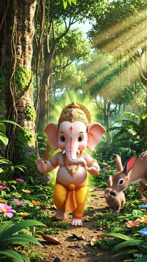 “Bal Ganesh Playing in Jungle 🐘🌿 | Cute & Divine Scene 😍 #Shorts”