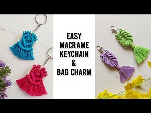 Macrame Keychain & Bag Charm Tutorial | Mermaid Fishtail & Ring Charm | Easy Macrame for Beginners